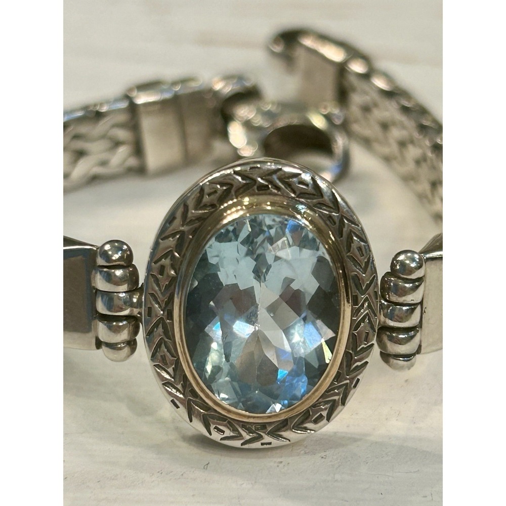 Rodney de Gruchy Collectible Topaz Sterling Silver 14K Byzantine Bracelet 47g